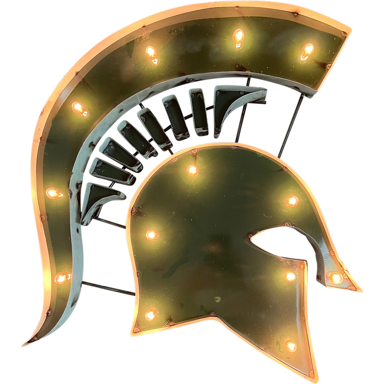Michigan State Spartans Head Lighted Recycled Metal Wall Decor