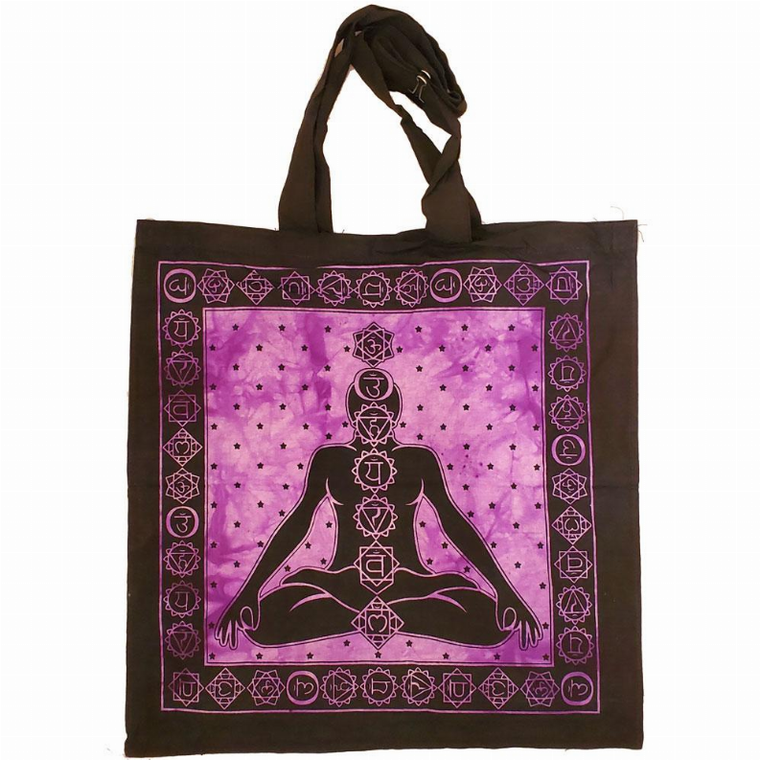 Seven Chakras Avatar Meditation Tie Dye Market Tote Bag Canvas Graphic