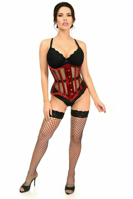 Top Drawer Crushed Velvet Steel Boned Waist Cincher Corset