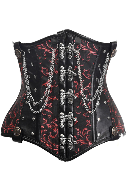 Top Drawer Steel Boned Underbust Corset with Chains and Clasps