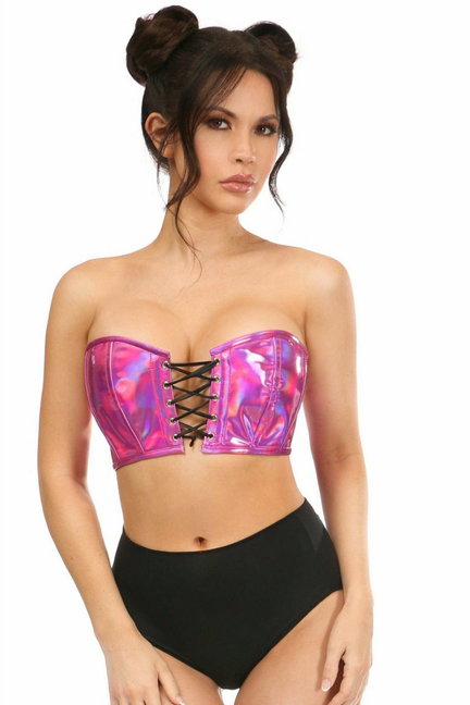 Lavish Holo Lace-Up Bustier Top