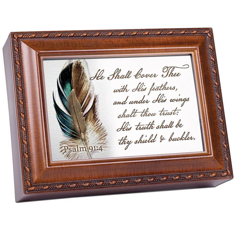 He Shall Cover Thee Locket Music Box