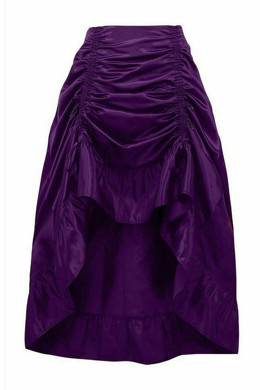 Satin Hi Low Ruched Ruffle Skirt