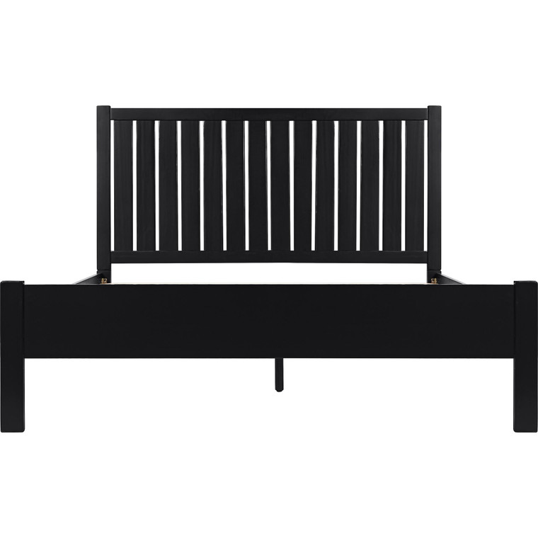 Black Solid Wood Queen Bed Frame - 608219348434