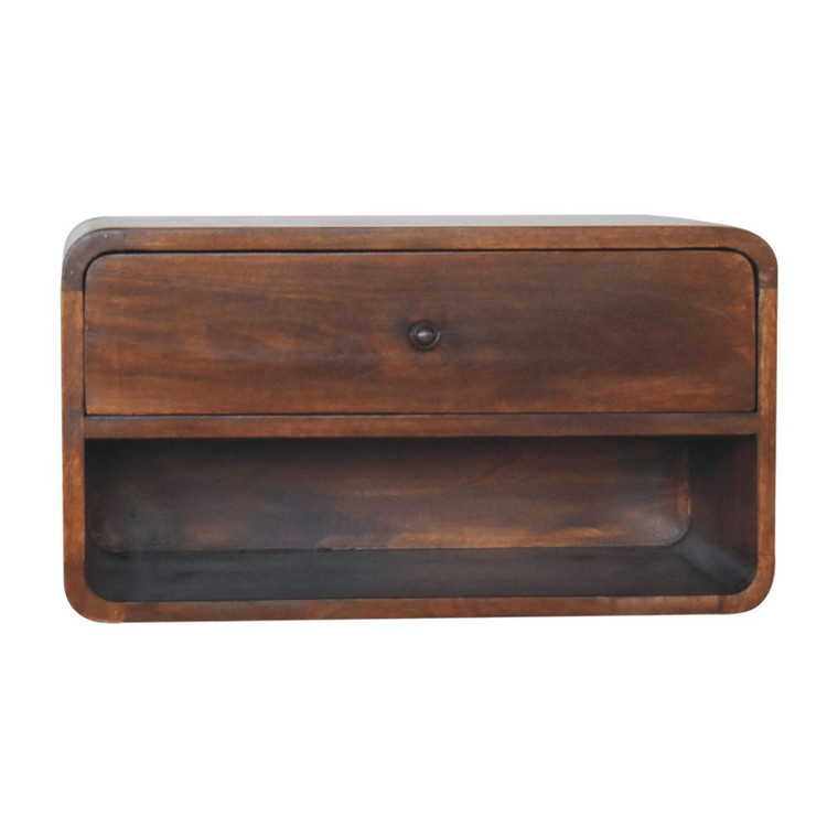 22" Brown Solid Wood One Drawer Floating Nightstand - 880016491982