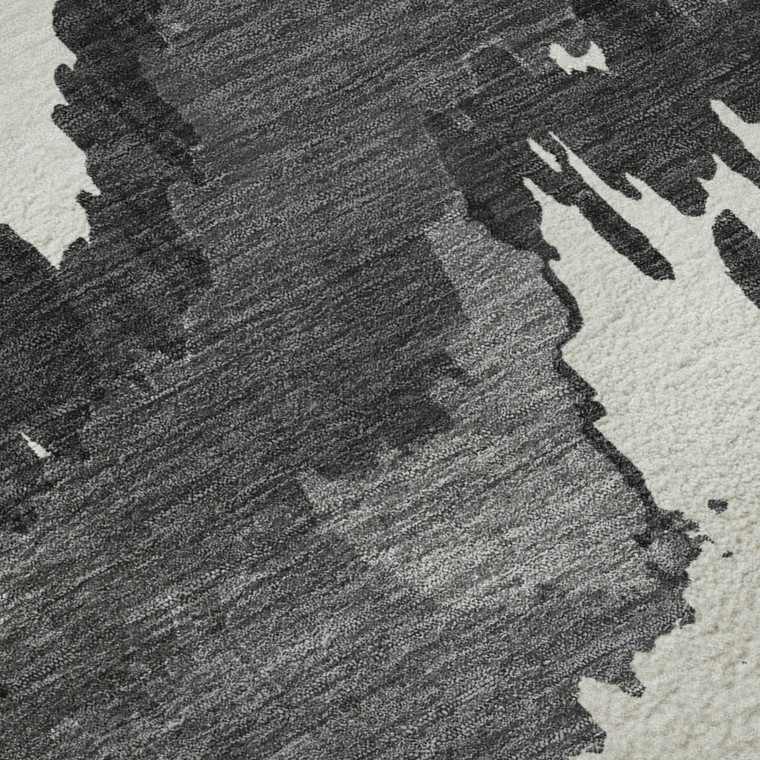 9' X 12' Black And Ivory Abstract Washable Area Rug With UV Protection - 880024961736