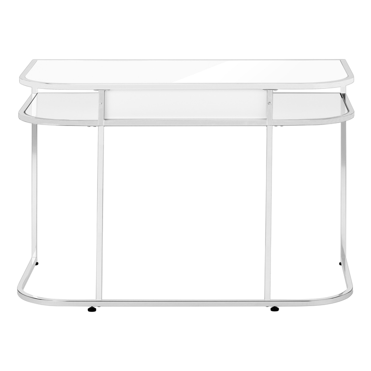 47" White and Silver Wood and Metal Sled Computer Desk - 608219269678