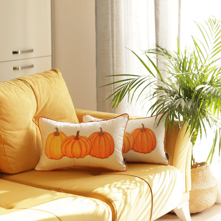 Set of 2 20" Thanksgiving Pumpkin Throw Pillow Cover in Multicolor - 4512822898025