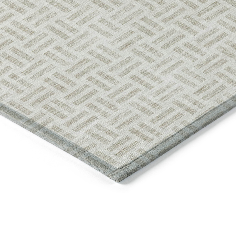 8' X 10' Ivory And Beige Geometric Washable Indoor Outdoor Area Rug - 880016533521