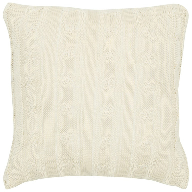 Homeroots Home Decor Ivory Knit Sweater Stripe Down Throw Pillow, 18 x 18 Inches