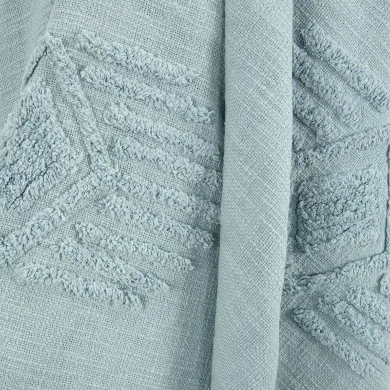 50" X 60" Aqua Cotton Woven Ikat Throw Blanket with Tassels - 880024542454