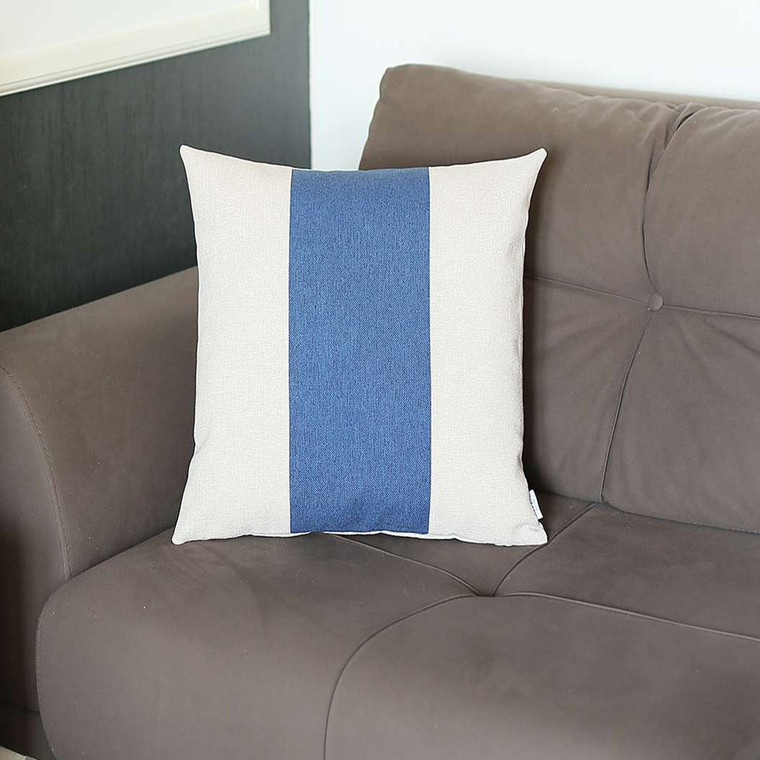 18" X 18" Grey And Blue Geometric Zippered Handmade Polyester Throw Pillow Cover - 606114452300