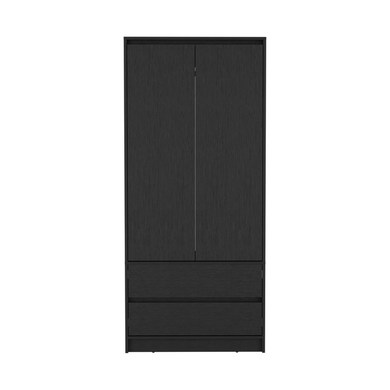 71" Black Wood Two Door Two Drawer Combo Dresser - 880016528244