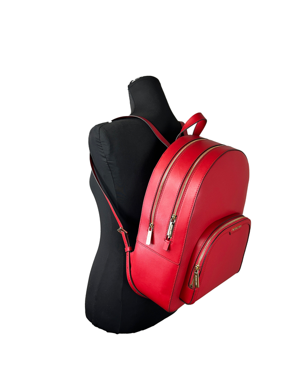 Michael Kors Jaycee Red Leather Backpack Bookbag - 196163096704