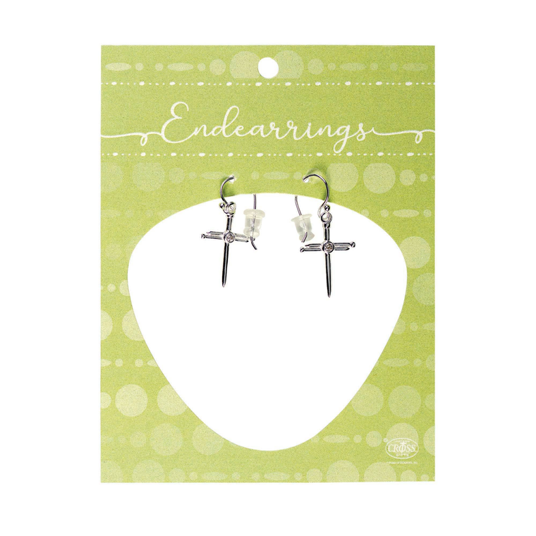 Earring With 11/16" Nail Cross Cz Center - 603799466486