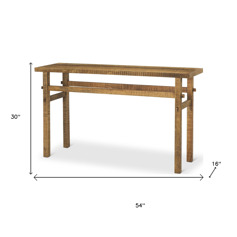54" Brown Solid Wood Distressed Console Table - 880016507263