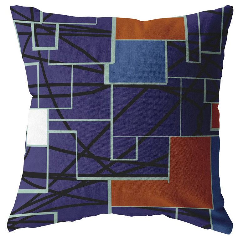 18" Navy Puzzle Piece Suede Throw Pillow - 606114016298