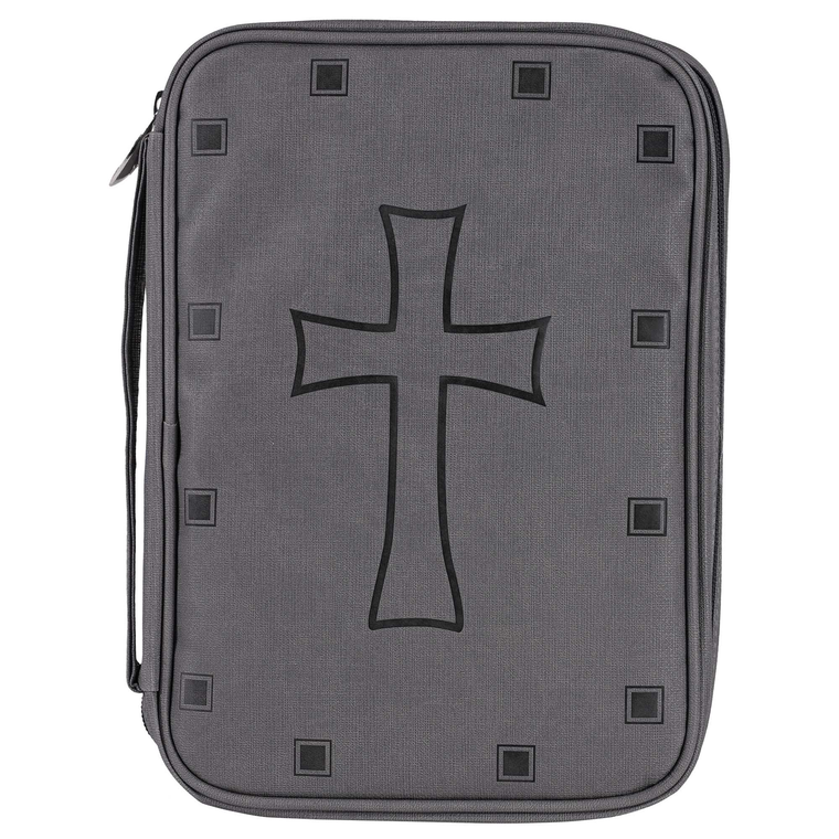 Bible Cover Cross Charcoal Gray Large - 603799750417
