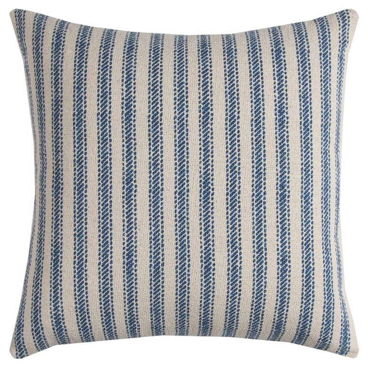 Blue Natural Ticking Stripe Throw Pillow - 808230115330