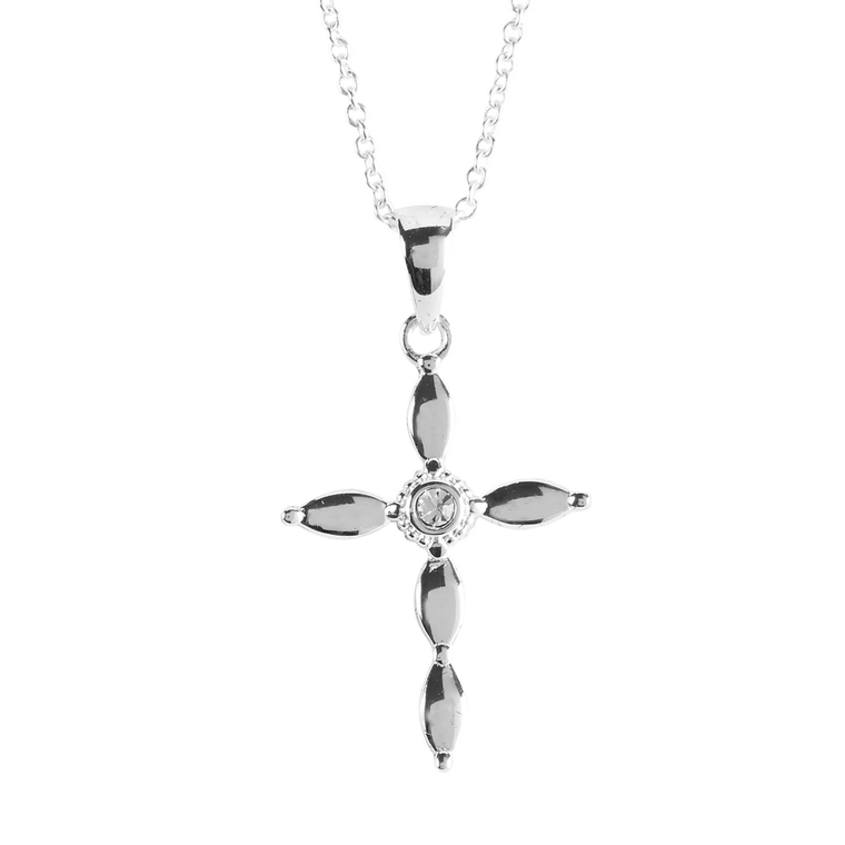 Necklace Petal Cross Silver-Plated  - 603799689939