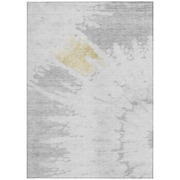 10' X 14' Silver Gray And Ivory Abstract Washable Indoor Outdoor Area Rug - 608219057886