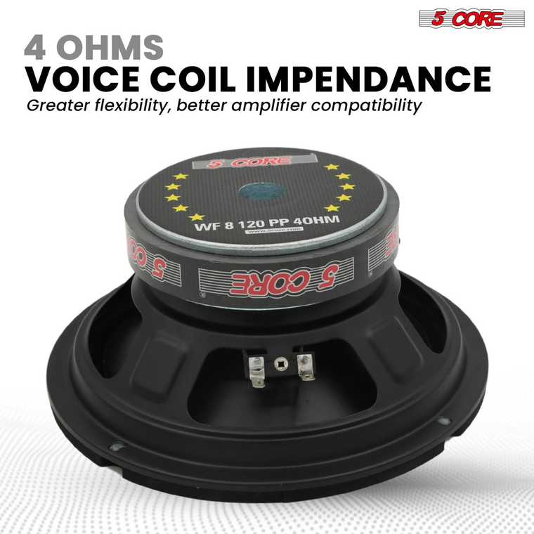 8 Inch Woofer Pair 200W Car Subwoofer 4Ohm Replacement Deep Sub w Poly Cone - 810144134314