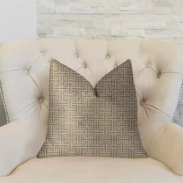 Plutus Emperor Gray and Beige Luxury Throw Pillow - 663701000825