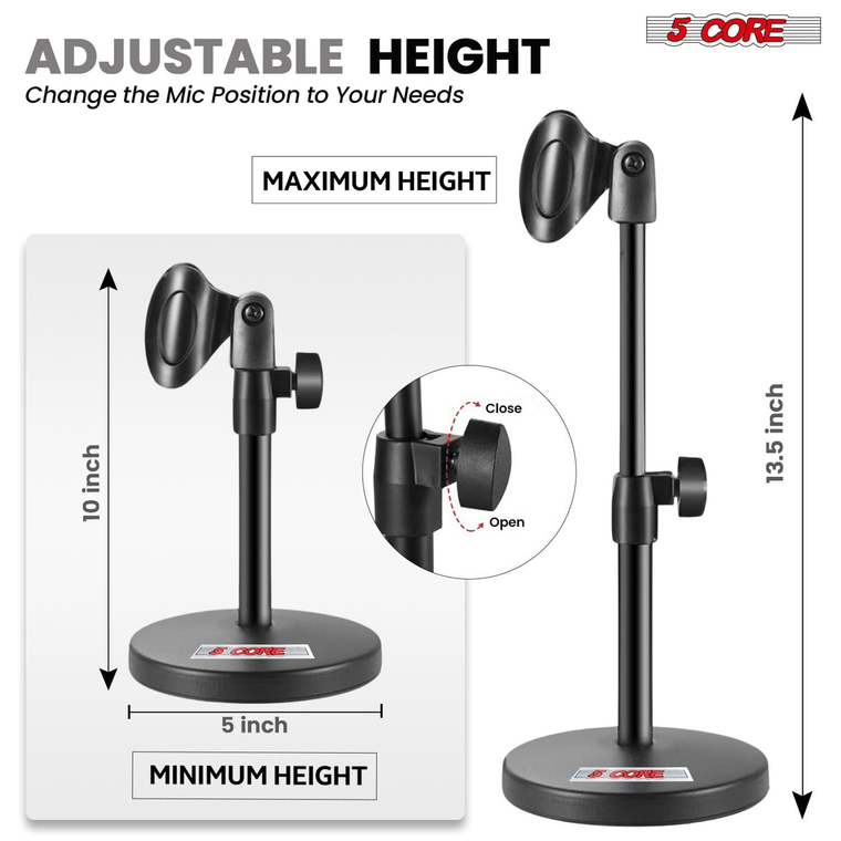 Mic Stand 3 in 1 Desktop Microphone Stands Adjustable Table Microfono Holder w Phone Clamp - 810047166016