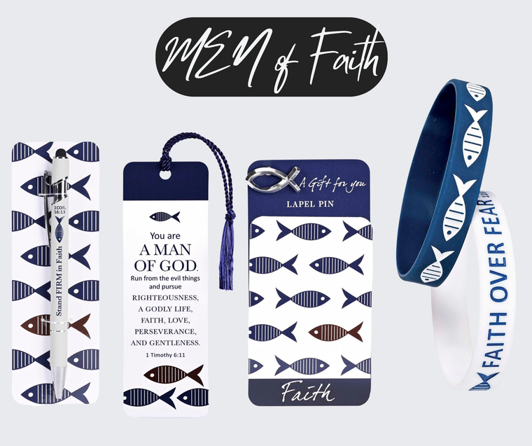 Pen Stand Firm In Faith White Blue Fish - 603799691536