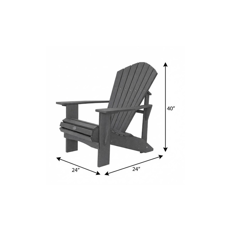 24" Gray Heavy Duty Plastic Outdoor Adirondack Chair - 880024901473