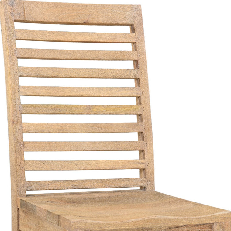 Set of Two Brown Solid Wood Ladder Back Dining Side Chairs - 880016784282