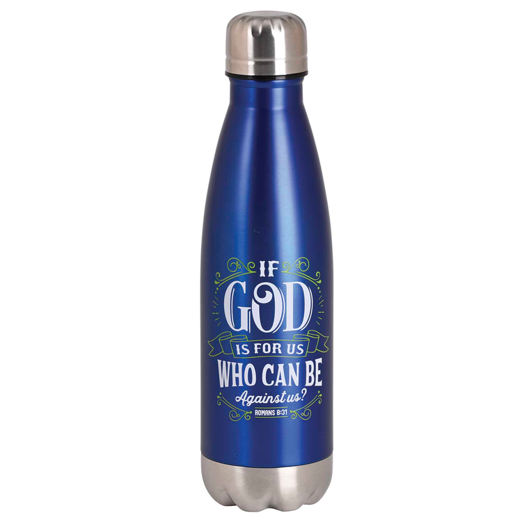 Water Bottle God Is For Us Blue  - 603799704601