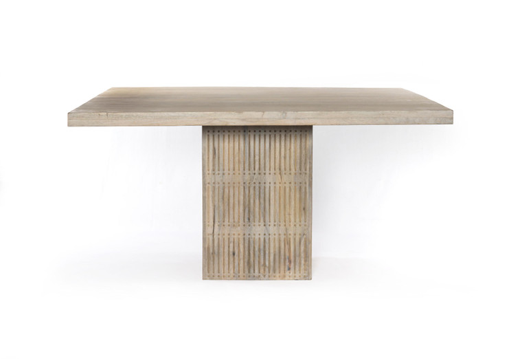 60" Brushed Ivory Square Solid Wood Dining Table - 606114680116