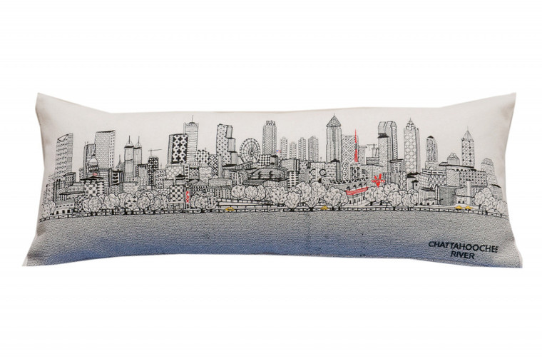 Homeroots Home Decor Atlanta Daylight Skyline Lumbar Decorative Pillow, White, 35 Inches