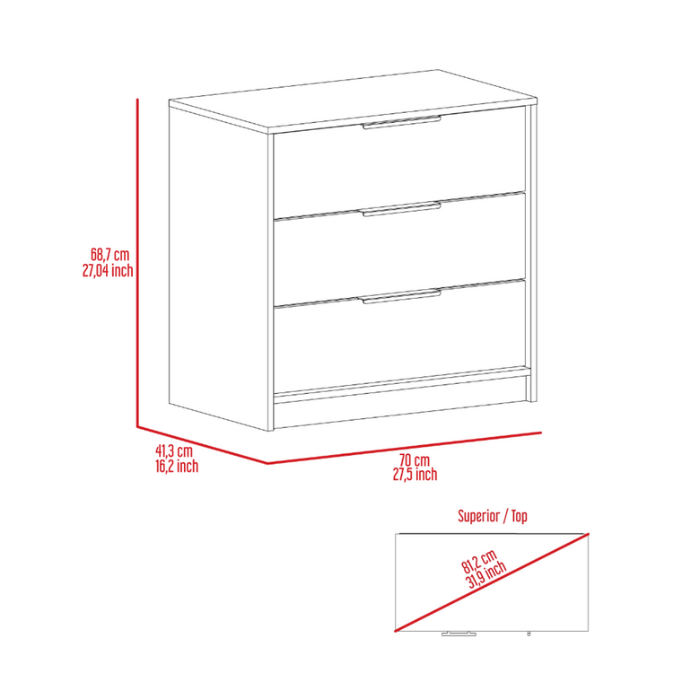 Kaia 3 Drawers Dresser, Superior Top - 880233373986
