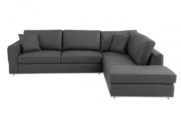 Dark Gray Italian Leather Modular L Shaped Two Piece Corner Sectional - 606114151616