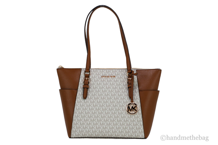 Michael Kors Charlotte Leather Top Zip Tote Bag Purse - 193599717074