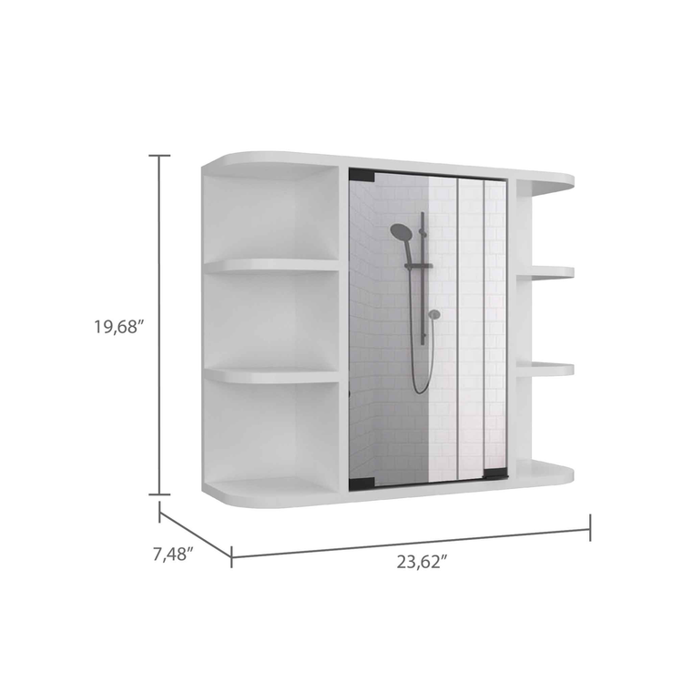 Milan Medicine Cabinet, Six External Shelves Mirror, Three Internal Shelves - 880881094783