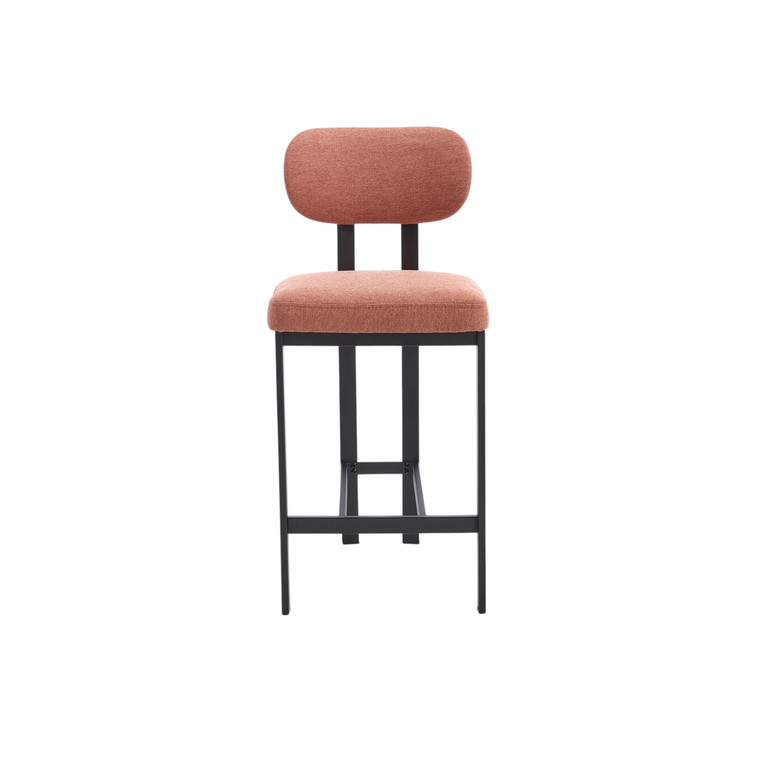 Set of Two 26" Orange and Black Fabric and Metal Counter Height Bar Chairs - 880024815787