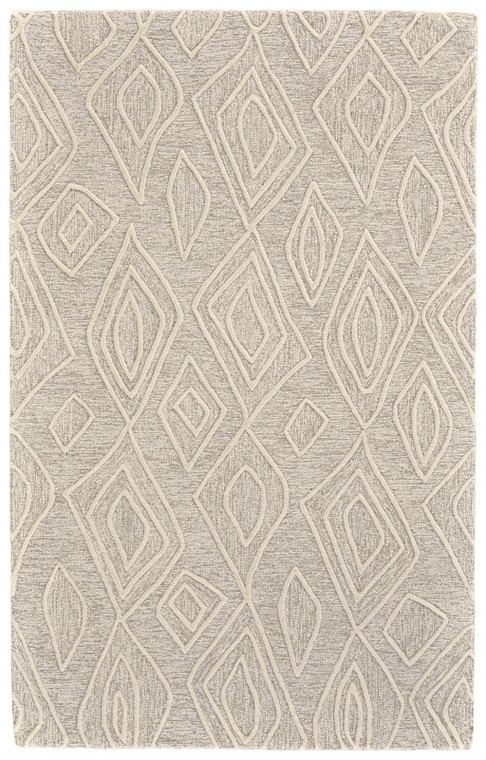 10' X 13' Tan And Ivory Wool Geometric Tufted Handmade Stain Resistant Area Rug - 606114112020