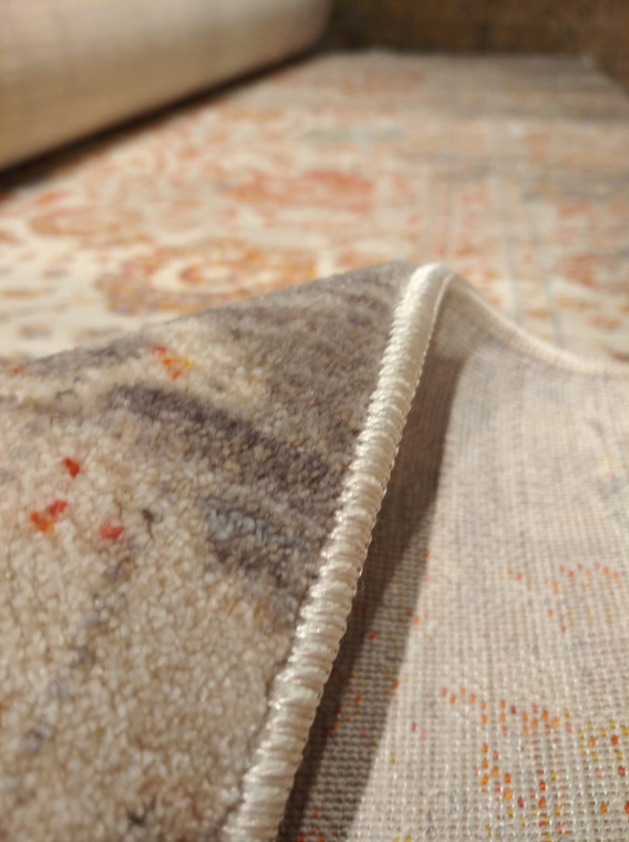 5' X 8' Orange And Red Floral Distressed Area Rug With Fringe - 880024646800