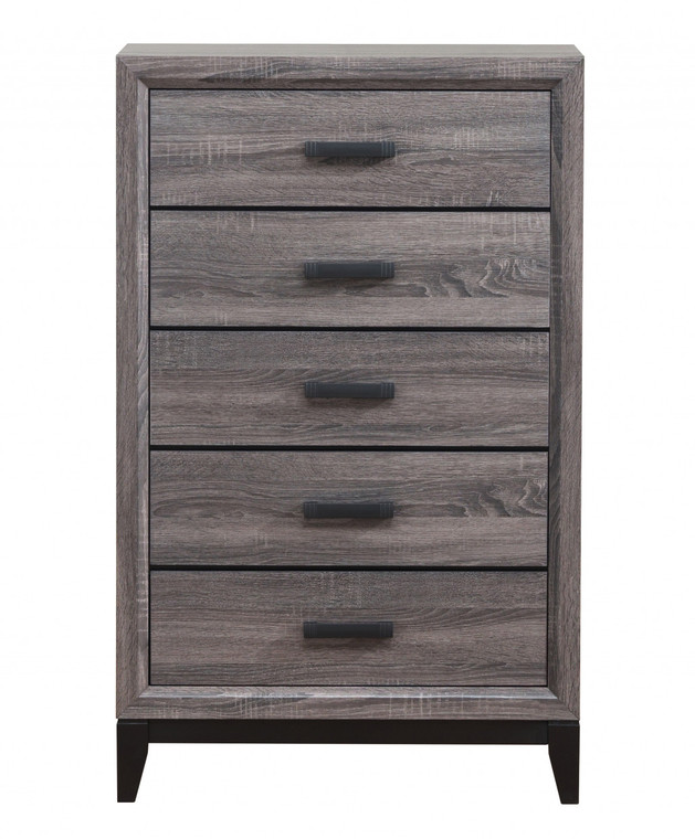 31" Grey Solid Wood Five Drawer Standard Chest - 606114086062