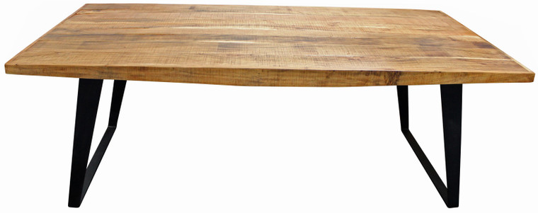63" Natural And Black Rectangular Solid Wood And Iron Dining Table - 606114680017