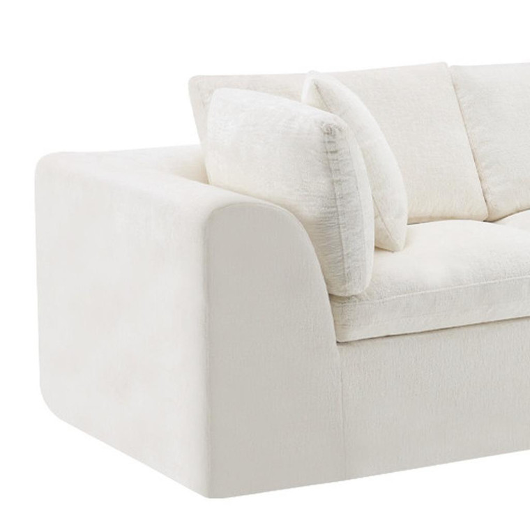 138" Beige Chenille Modular Sofa With Ottoman And Toss Pillows - 880024885780