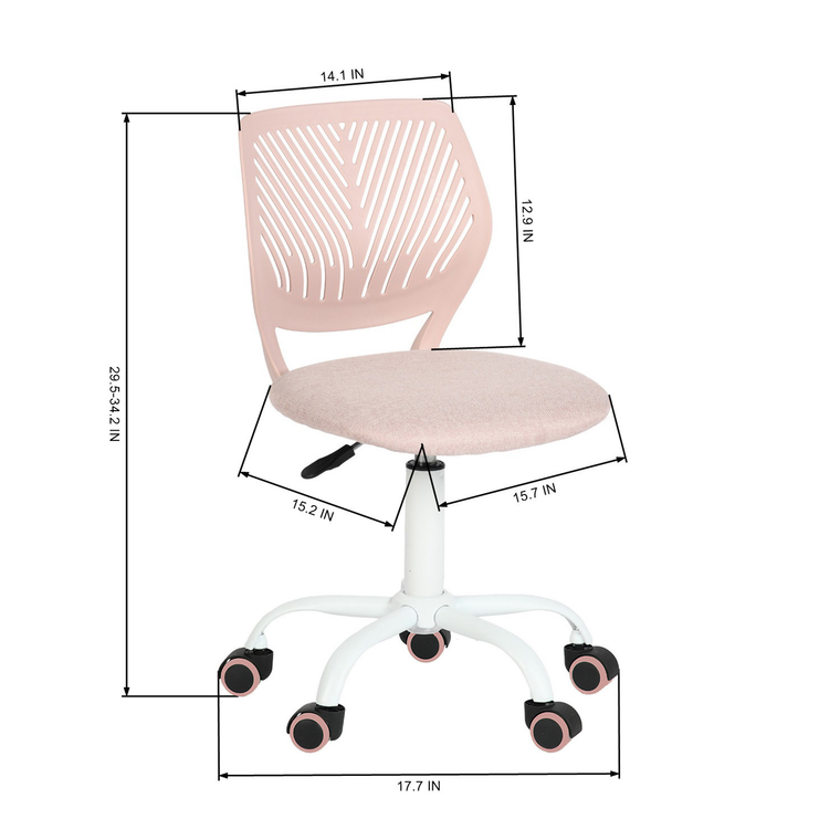 Pink and White Adjustable Height Swivel Rolling Office Chair - 880016751017