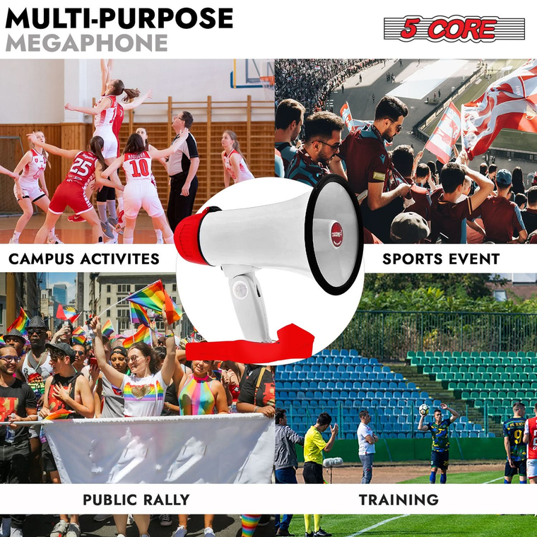 Megaphone Bullhorn Speaker Mini 30W Bull Horn Kids Megafono 800 Feet - 810047160380