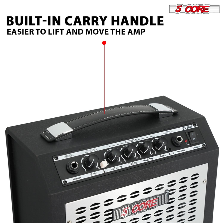 Guitar Amp 20W Electric Portable Mini Amplifier w Built in 6.5" Speaker Aux Headphone Jack - 810144134451