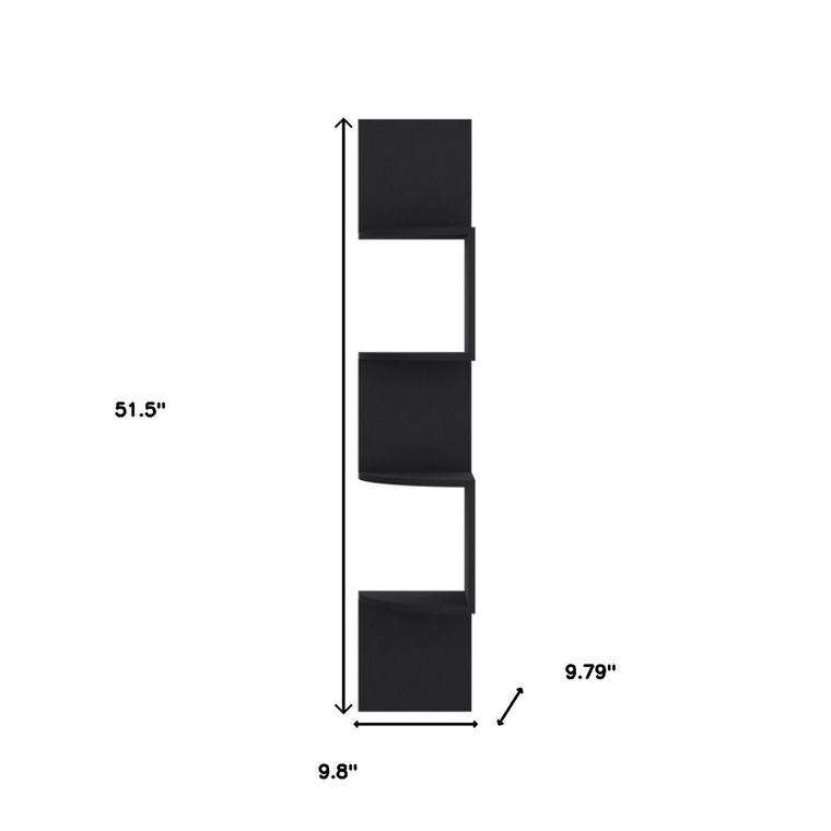 52" Black Wood Wall Mounted Corner Shelf - 880016585285
