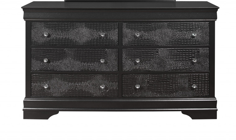 58" Metallic Grey Solid Wood Six Drawer Double Dresser - 606114021551
