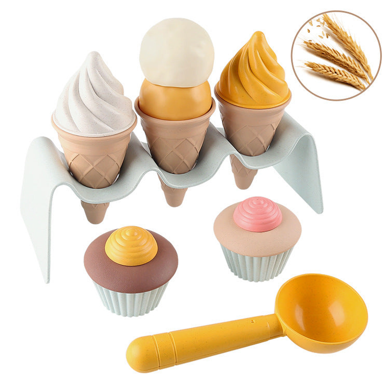 Children Wheat Straw DIY Replica Ice-Cream Molds Toys - 716252323117